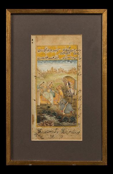Due pagine miniate con iscrizioni e dipinti, Persia, XIX secolo  - Asta Chinese Works of Art - Associazione Nazionale - Case d'Asta italiane