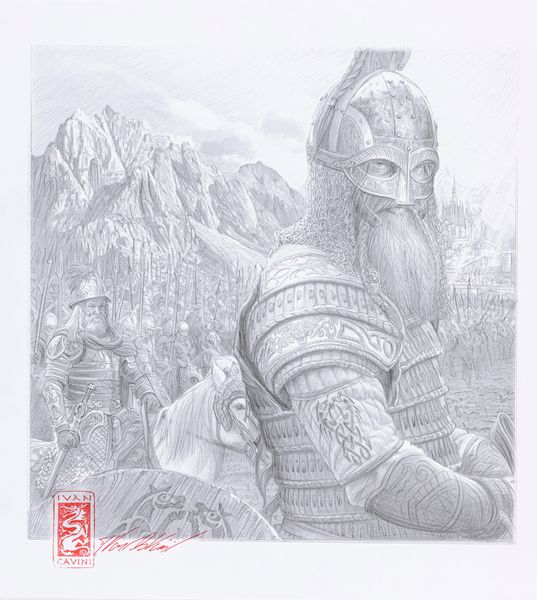 Ivan Cavini : La cavalcata dei Rohirrim  - Asta L'arte de ''Il Signore degli Anelli'' - Associazione Nazionale - Case d'Asta italiane