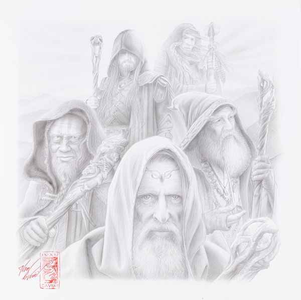 Ivan Cavini : L'arrivo degli Istari  - Asta L'arte de ''Il Signore degli Anelli'' - Associazione Nazionale - Case d'Asta italiane