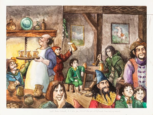 Capucine Mazille : Frodo in the tavern  - Asta L'arte de ''Il Signore degli Anelli'' - Associazione Nazionale - Case d'Asta italiane