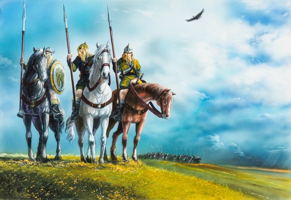Angelo Montanini : I cavalieri di Rohan  - Asta L'arte de ''Il Signore degli Anelli'' - Associazione Nazionale - Case d'Asta italiane