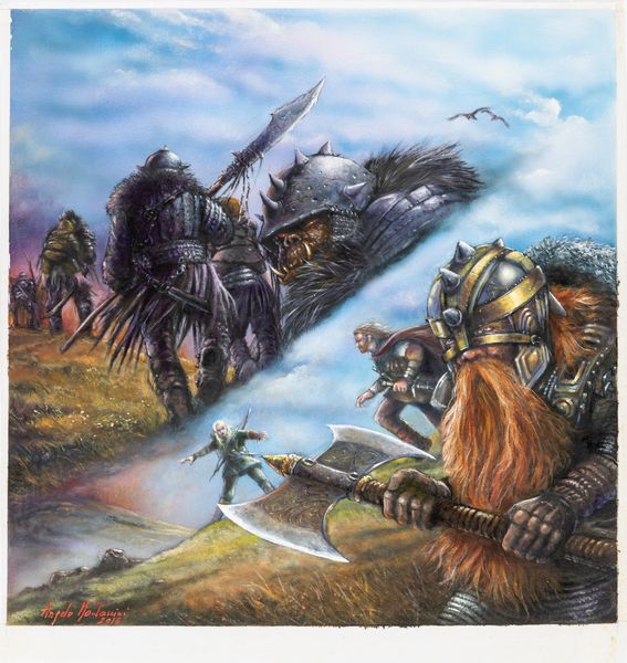 Angelo Montanini : La caccia  - Asta L'arte de ''Il Signore degli Anelli'' - Associazione Nazionale - Case d'Asta italiane