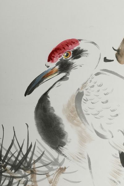 Dipinto su carta raffigurante airone e iscrizione, Cina, XX secolo  - Asta Arte Orientale - Associazione Nazionale - Case d'Asta italiane