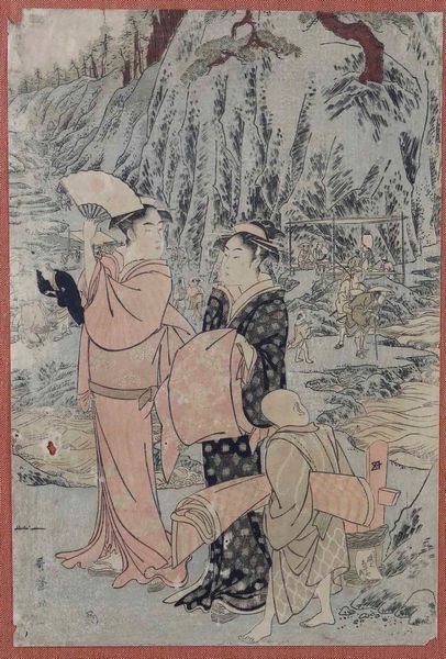 Kitagawa Utamaro (1753-1806) Dama, ancella e bambino a Enoshima  - Asta Arte Orientale - Associazione Nazionale - Case d'Asta italiane