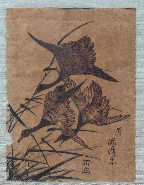 Utagawa Kunimitsu (XIX secolo), attribuito a Tre anatre, 1858  - Asta Arte Orientale - Associazione Nazionale - Case d'Asta italiane