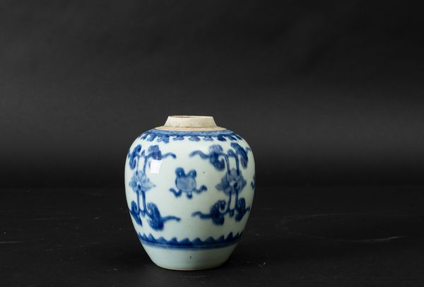 Piccola Ginger Jar in porcellana bianca e blu con decori naturalistici, Cina, Dinastia Qing, epoca Shunzhi (1644-1661)  - Asta Arte Orientale - Associazione Nazionale - Case d'Asta italiane