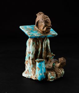 Figura di saggio in terracotta parzialmente invetriata, Cina, Dinastia Qing, XIX secolo  - Asta Arte Orientale - Associazione Nazionale - Case d'Asta italiane