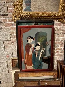 Cinque dipinti su vetro raffiguranti scene di vita comune, Cina, XX secolo  - Asta Arte Orientale - Associazione Nazionale - Case d'Asta italiane