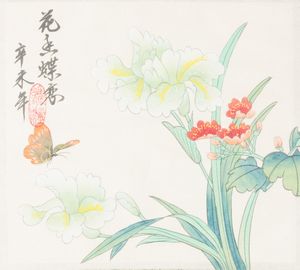 Lotto composto da sei dipinti su seta raffiguranti soggetti naturalistici con iscrizioni, Cina, Repubblica, XX secolo  - Asta Arte Orientale - Associazione Nazionale - Case d'Asta italiane