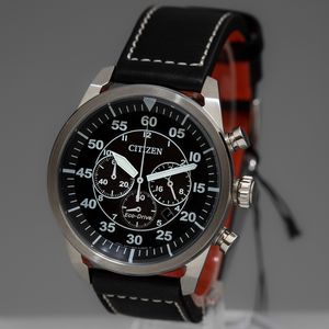 CITIZEN - Ecodrive, Cronografo al quarzo con ricarica solare con quadrante nero  - Asta Orologi  - Associazione Nazionale - Case d'Asta italiane