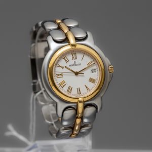 BERTOLUCCI - Pulchra , orologio acciaio e oro al quarzo con datario, quadrante bianco con numeri Romani  - Asta Orologi  - Associazione Nazionale - Case d'Asta italiane