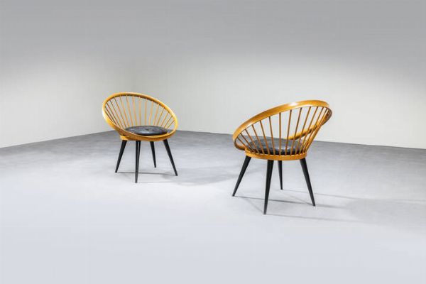 YNGVE EKSTROM : Coppia di poltroncine mod. Circle Chair  - Asta Design - Associazione Nazionale - Case d'Asta italiane