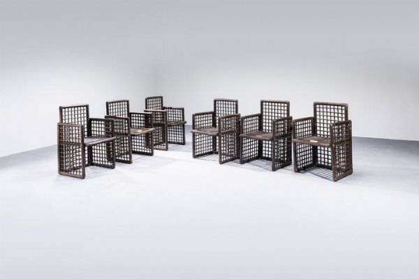 AFRA E TOBIA SCARPA : Sei sedie mod. Basilian 1  - Asta Design - Associazione Nazionale - Case d'Asta italiane