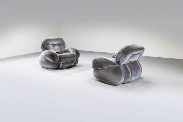 ADRIANO PIAZZESI : Coppia di poltrone mod. Okay  - Asta Design - Associazione Nazionale - Case d'Asta italiane