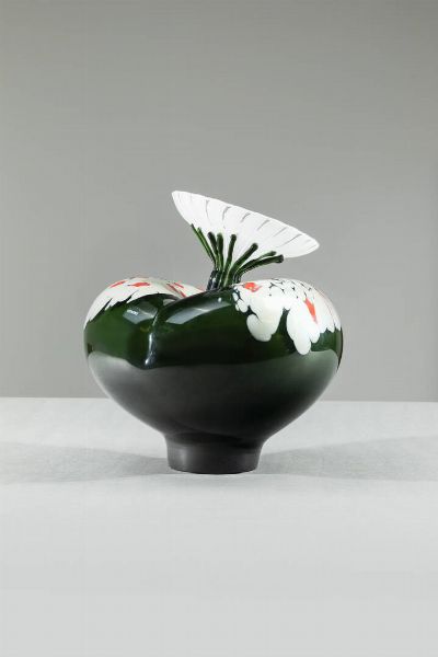 FLO PERKINS : Vaso in vetro soffiato in edizione limitata Firmato a punta sotto la base Venini 2008  es. 19/19 cm 28x28  - Asta Design - Associazione Nazionale - Case d'Asta italiane
