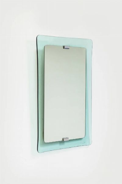 CRISTAL ART : Specchio rettangolare con cornice in vetro colorato curvato. Anni '60 cm 88x61  - Asta Design - Associazione Nazionale - Case d'Asta italiane