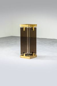 FONTANA ARTE - Portaombrelli in ottone e vetro fum. Anni '60 cm 56 5x26x18