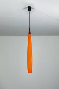ALESSANDRO PIANON - Lampada a sospensione in vetro incamiciato. Prod. Vistosi anni '60 h cm 150