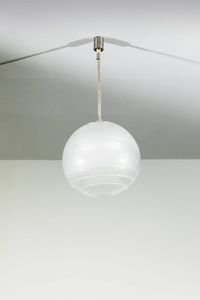 CARLO NASON - Lampada a sospensione costituita da elementi in vetro pulegoso. Anni '70 diam cm 43