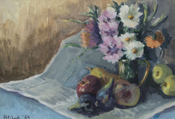 DINO ALIBERTI Torino 1935 : Natura morta con fiori 1969  - Asta  Dipinti, argenti e antiquariato - Associazione Nazionale - Case d'Asta italiane