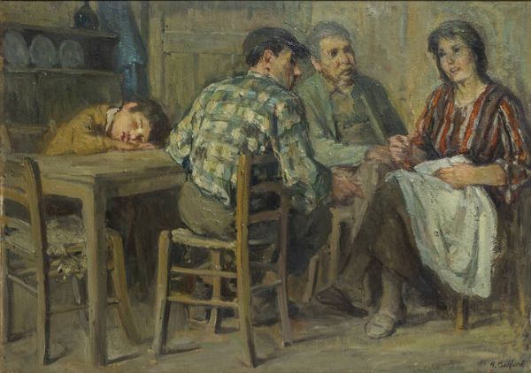 ANGELO BONFANTI Bergamo 1917  2001 : Conversazione  - Asta  Dipinti, argenti e antiquariato - Associazione Nazionale - Case d'Asta italiane