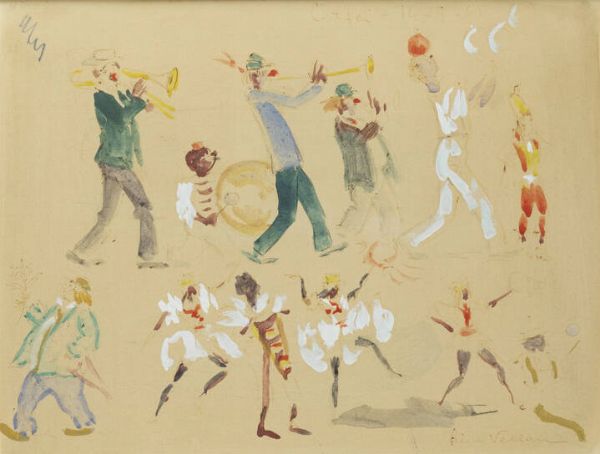 FELICE VELLAN Torino 1889 - 1976 : Il circo ante 1965  - Asta  Dipinti, argenti e antiquariato - Associazione Nazionale - Case d'Asta italiane