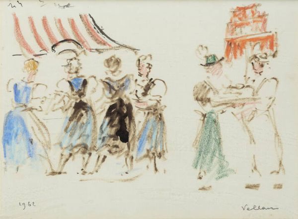 FELICE VELLAN Torino 1889 - 1976 : Figure 1962  - Asta  Dipinti, argenti e antiquariato - Associazione Nazionale - Case d'Asta italiane