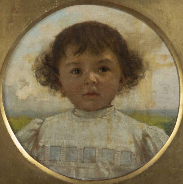 LEON CLODOVEO CLARA (attribuito) Torino 1865 - ? : Ritratto di bambina  - Asta  Dipinti, argenti e antiquariato - Associazione Nazionale - Case d'Asta italiane