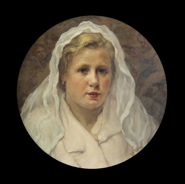 CLAUDIO VERNA Guardiagrele (CH) 1937 : Educanda  - Asta  Dipinti, argenti e antiquariato - Associazione Nazionale - Case d'Asta italiane