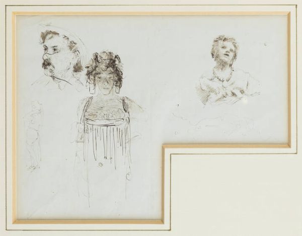 PITTORE NON IDENTIFICATO : Studi di volti  - Asta  Dipinti, argenti e antiquariato - Associazione Nazionale - Case d'Asta italiane