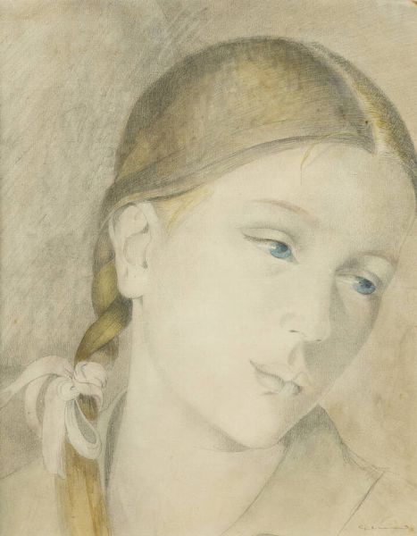 GEMMA VERCELLI Torino 1916 - 1995 Montecarlo (Monaco) : La treccia  - Asta  Dipinti, argenti e antiquariato - Associazione Nazionale - Case d'Asta italiane