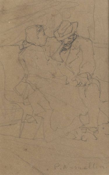 PLINIO NOMELLINI Livorno 1866 - 1943 Firenze : Colloquio  - Asta  Dipinti, argenti e antiquariato - Associazione Nazionale - Case d'Asta italiane