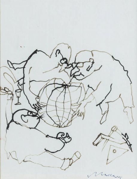 MINO MACCARI Siena (SI) 1898 - 1989 Roma : Figure  - Asta  Dipinti, argenti e antiquariato - Associazione Nazionale - Case d'Asta italiane