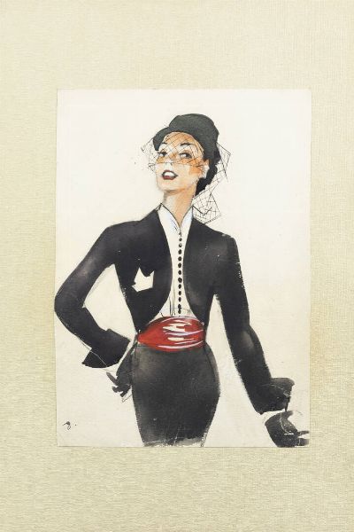 GOLIA (Eugenio Colmo) Torino 1885 - 1967 : La velettina 1954  - Asta  Dipinti, argenti e antiquariato - Associazione Nazionale - Case d'Asta italiane