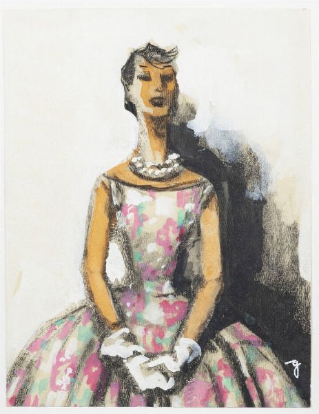 GOLIA (Eugenio Colmo) Torino 1885 - 1967 : Rosalinda 1960  - Asta  Dipinti, argenti e antiquariato - Associazione Nazionale - Case d'Asta italiane