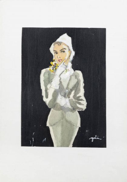 GOLIA (Eugenio Colmo) Torino 1885 - 1967 : Mietta 1953  - Asta  Dipinti, argenti e antiquariato - Associazione Nazionale - Case d'Asta italiane