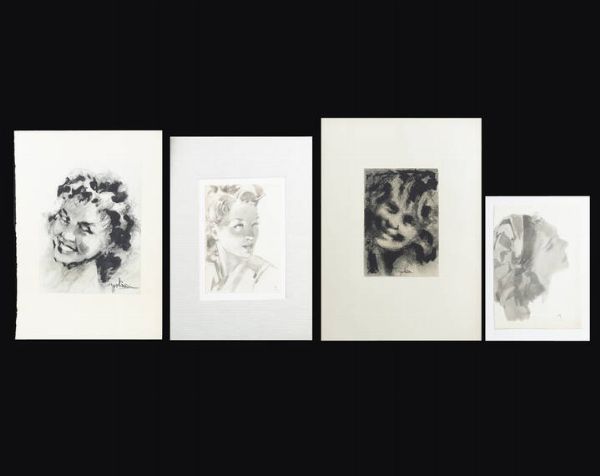 GOLIA (Eugenio Colmo) Torino 1885 - 1967 : Lotto di quattro volti femminili: 1 Chiara 1947 2 Giorgina  3 Buongiorno! 1958 4 Figura in grigio 1948  - Asta  Dipinti, argenti e antiquariato - Associazione Nazionale - Case d'Asta italiane