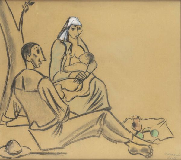 PIETRO MORANDO Alessandria 1892 - 1980 : Sosta  - Asta  Dipinti, argenti e antiquariato - Associazione Nazionale - Case d'Asta italiane