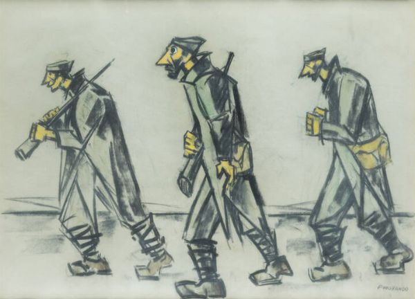 PIETRO MORANDO Alessandria 1892 - 1980 : La marcia  - Asta  Dipinti, argenti e antiquariato - Associazione Nazionale - Case d'Asta italiane