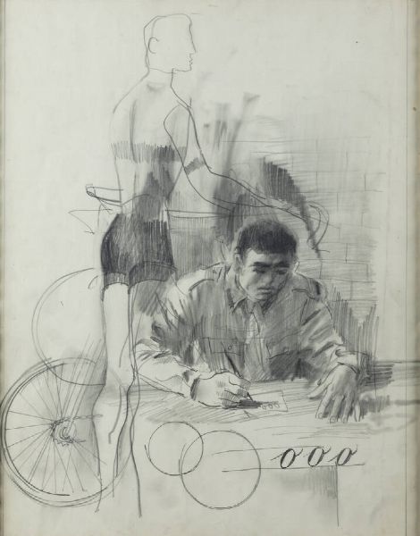 MARIO CALANDRI Torino 1914 - 1993 : Dal racconto 'Due soldati' di G. Comisso 1962  - Asta  Dipinti, argenti e antiquariato - Associazione Nazionale - Case d'Asta italiane