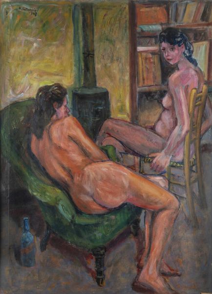ALFREDO CATARSINI Viareggio (LU) 1899 - 1993 : Nude in posa 1947  - Asta  Dipinti, argenti e antiquariato - Associazione Nazionale - Case d'Asta italiane