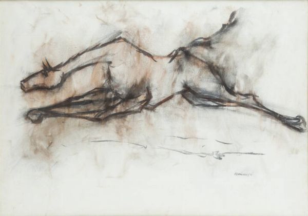 VIRGINIO CIMINAGHI MILANO 1911 - 2001 : Senza titolo (cavallo in corsa)  - Asta  Dipinti, argenti e antiquariato - Associazione Nazionale - Case d'Asta italiane