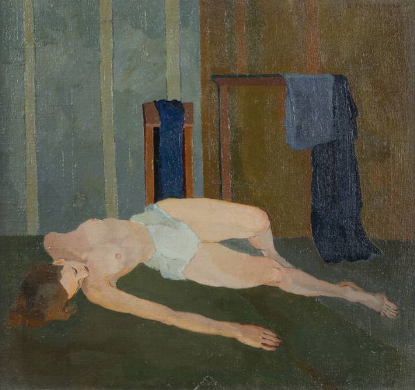 PONTE CORVO (Raffaele Pontecorvo) Roma 1910 - 1983 Torino : Nudo femminile disteso 1945  - Asta  Dipinti, argenti e antiquariato - Associazione Nazionale - Case d'Asta italiane