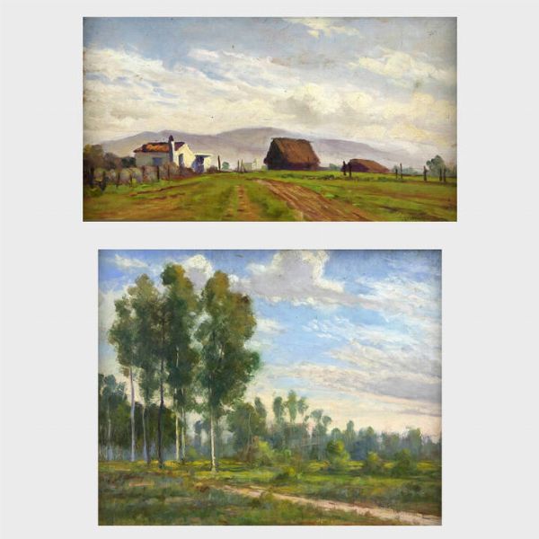 GIORGIO CERAGIOLI Porto S.Stefano (GR) 1861 - 1947 Torino : Lotto di due dipinti  - Asta  Dipinti, argenti e antiquariato - Associazione Nazionale - Case d'Asta italiane