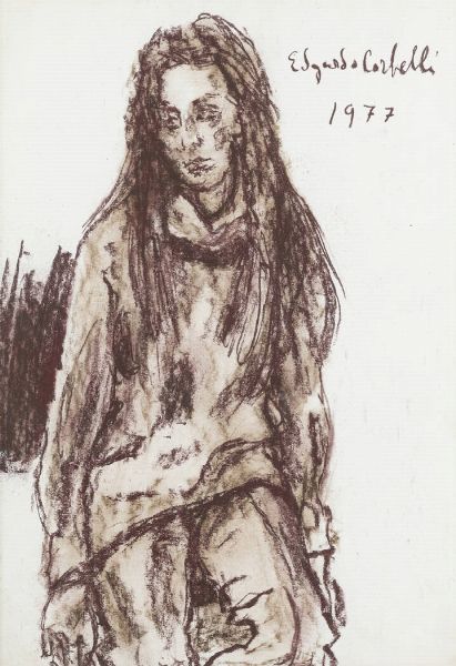 EDGARDO CORBELLI Torino 1918 - 1989 : Tristezza 1977  - Asta  Dipinti, argenti e antiquariato - Associazione Nazionale - Case d'Asta italiane