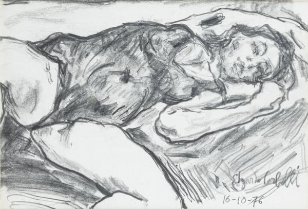 EDGARDO CORBELLI Torino 1918 - 1989 : Nuda distesa 16/10/1976  - Asta  Dipinti, argenti e antiquariato - Associazione Nazionale - Case d'Asta italiane