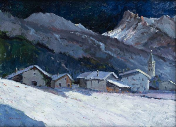 CLAUDIO FASSIO Santa Caterina di Rocca d'Arazzo (AT) 1946 : Melezet al chiaro di luna 2020  - Asta  Dipinti, argenti e antiquariato - Associazione Nazionale - Case d'Asta italiane