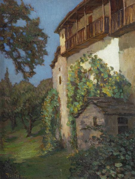 PITTORE NON IDENTIFICATO : Casolare di campagna  - Asta  Dipinti, argenti e antiquariato - Associazione Nazionale - Case d'Asta italiane