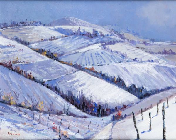 CLAUDIO FASSIO Santa Caterina di Rocca d'Arazzo (AT) 1946 : Nevicata astigiana 2015  - Asta  Dipinti, argenti e antiquariato - Associazione Nazionale - Case d'Asta italiane