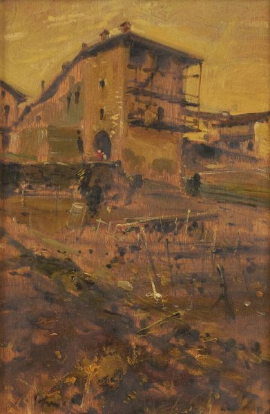 PITTORE NON IDENTIFICATO : Casa di campagna  - Asta  Dipinti, argenti e antiquariato - Associazione Nazionale - Case d'Asta italiane